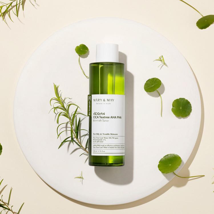 [Mary&May] Vegan CICA Tea Tree AHA PHA Blemish Toner - 200ml