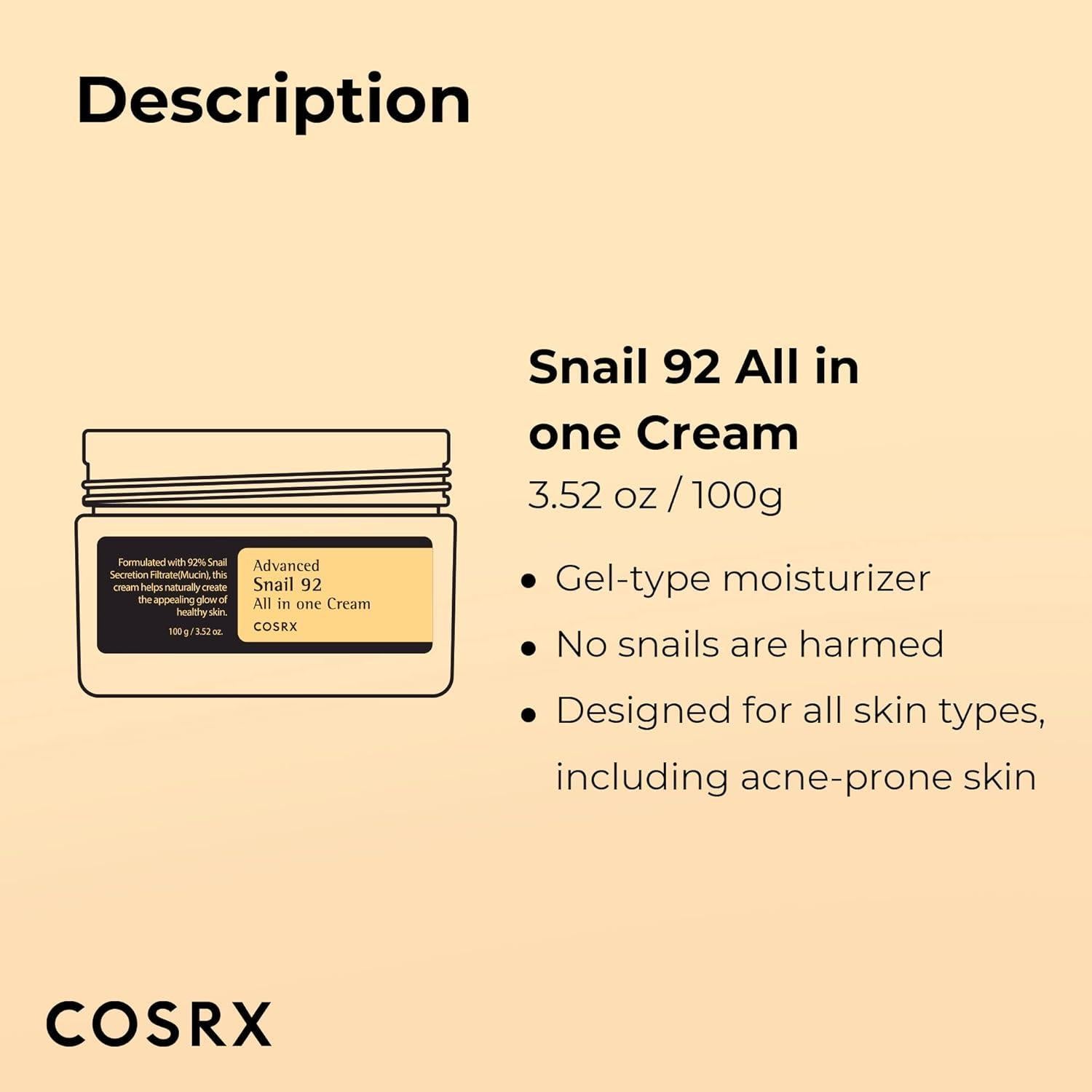 [COSRX] Crème Tout-en-Un Avancée à la Bave d'Escargot 92 100ml