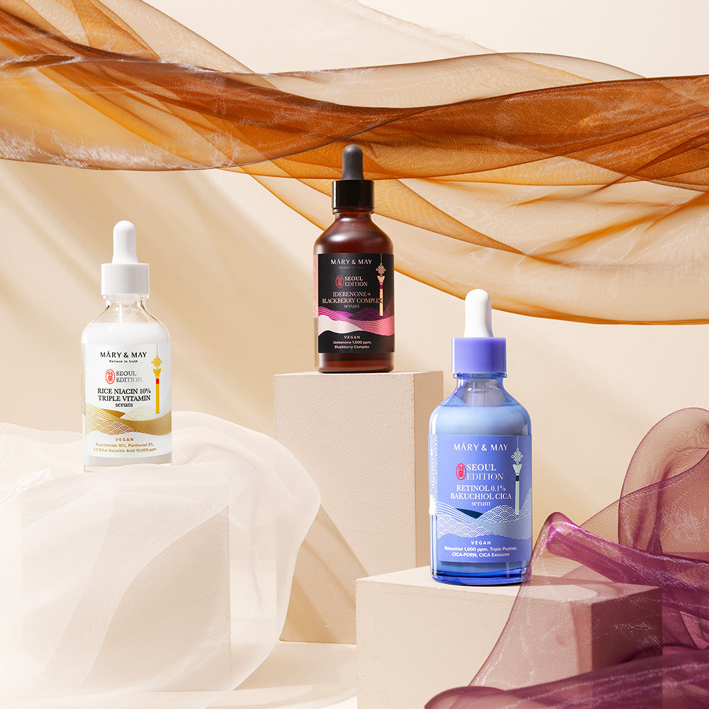 [Mary&May] Idebenone+Blackberry Complex Serum_80ml+[Mary&May] Rice niacin 10% Triple Vitamin Serum 80ml+[Mary&May] Retinol 0.1% Bakuchiol Cica Serum 80ml