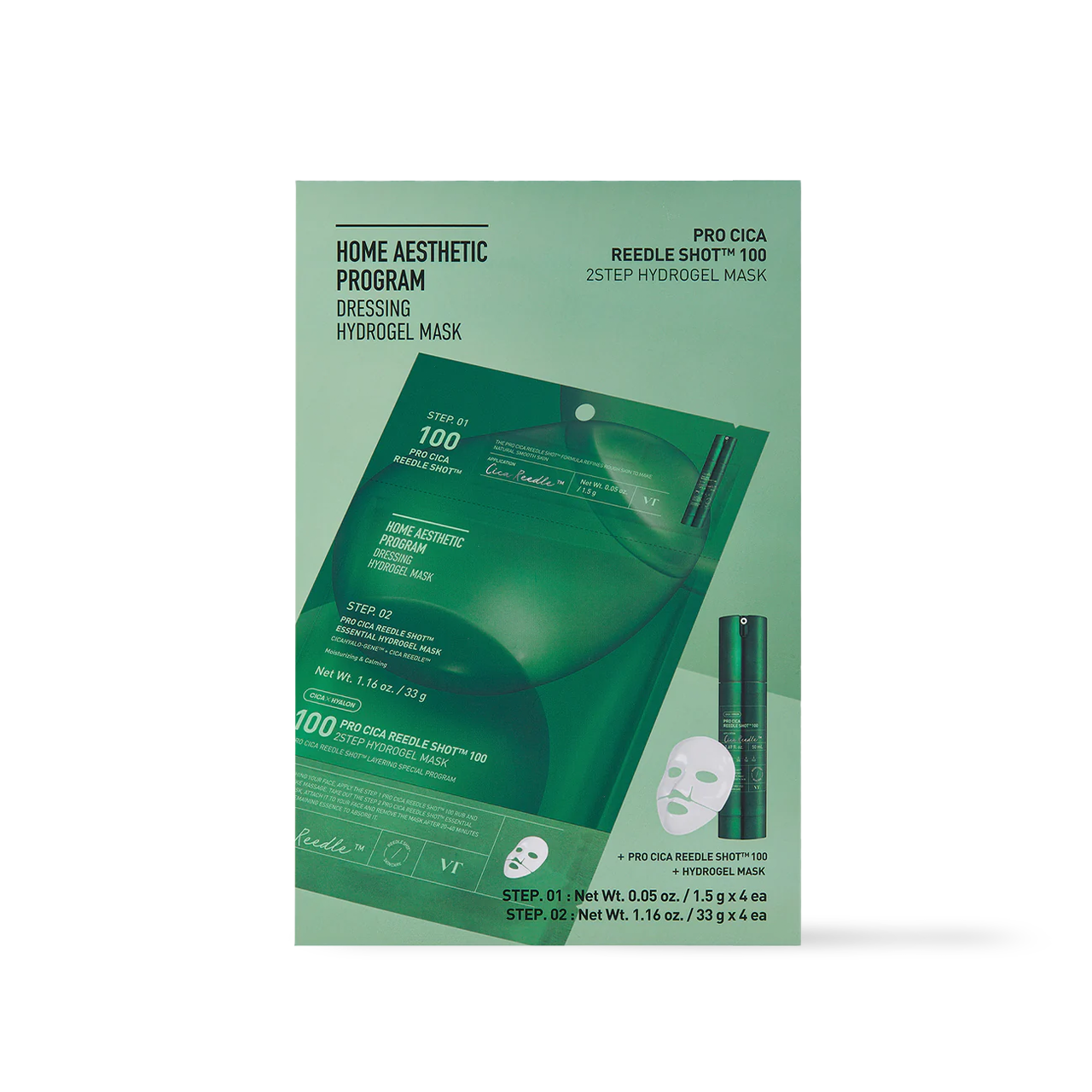 [VT Cosmetics] PRO CICA Reedle Shot 100 Masque Hydrogel 2 ÉTAPES 4 unités