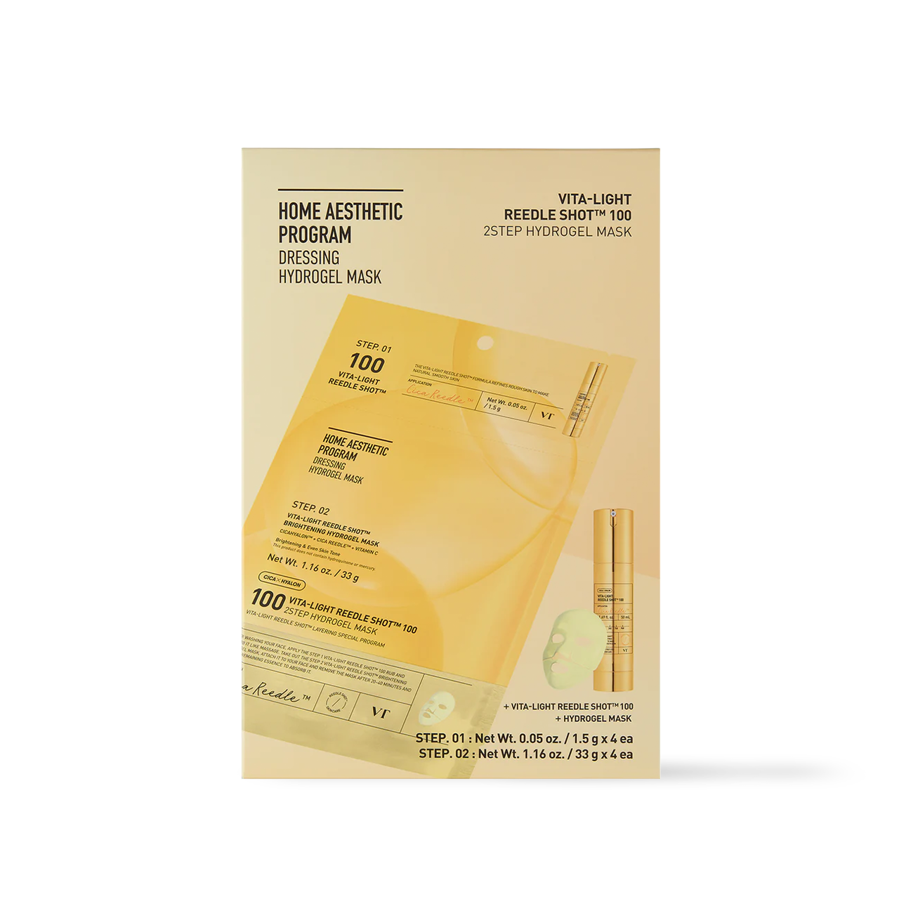 [VT Cosmetics] VITA-LIGHT Reedle Shot 100 2STEP Hydrogel Mask - 2 types