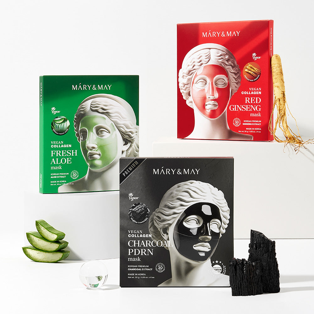 [Mary&May] Vegan Collagen Charcoal PDRN Mask (30g x4)