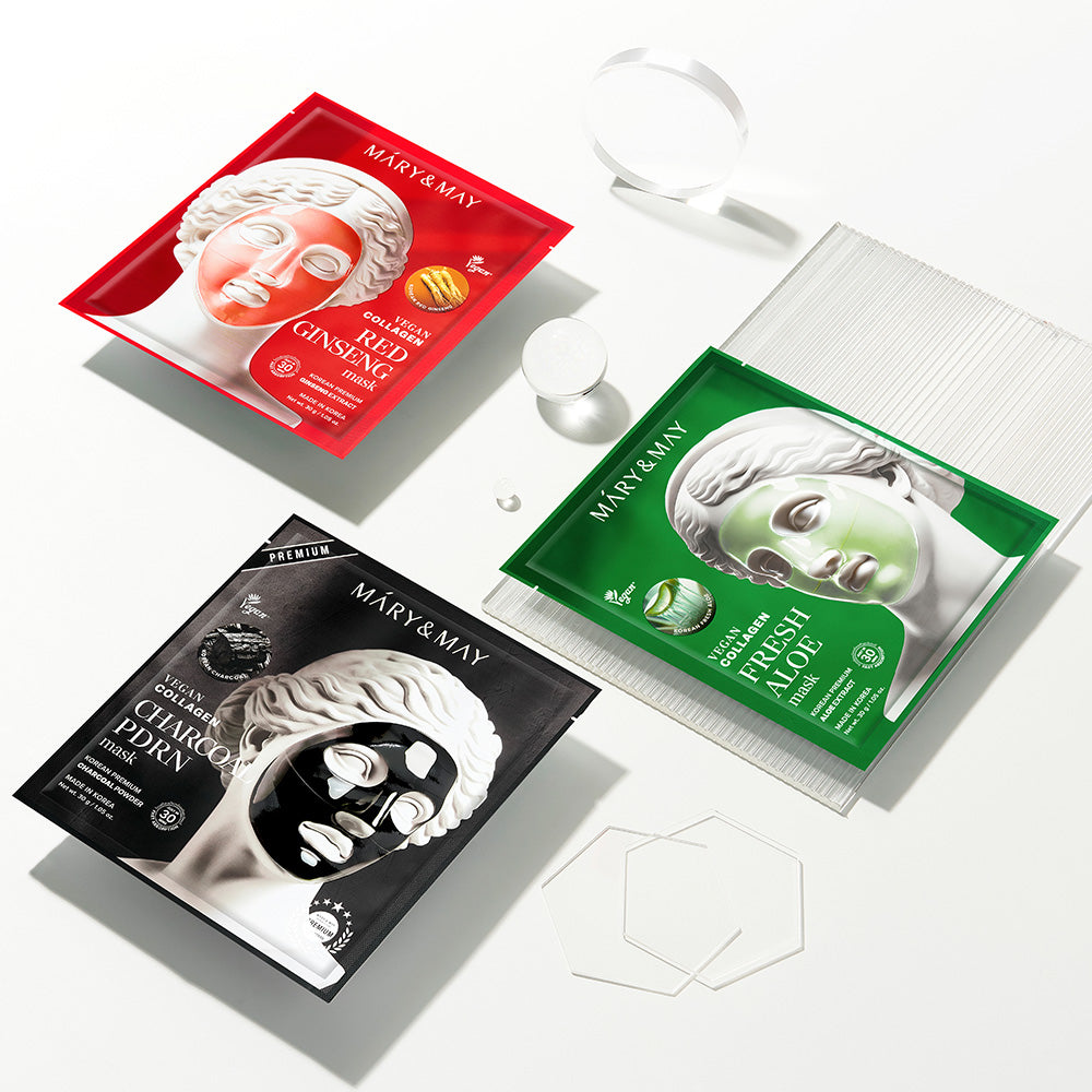 [Mary&May] Vegan Collagen Charcoal PDRN Mask (30g x4)